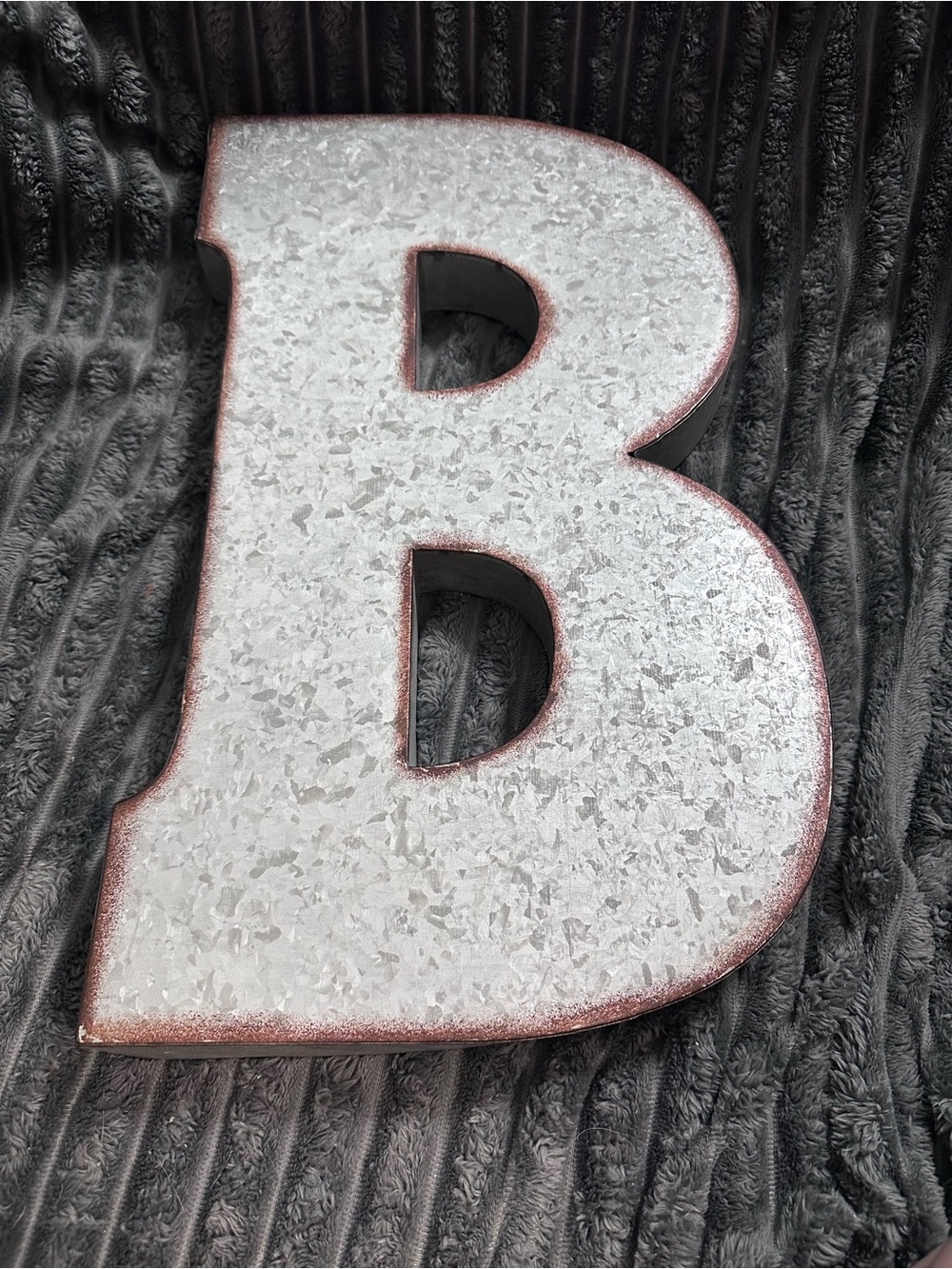Decorative Metal Letter B with Rusted Edging
